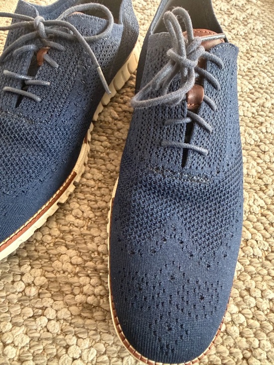 Cole Haan Navy Knit Oxfords with Brown Trim